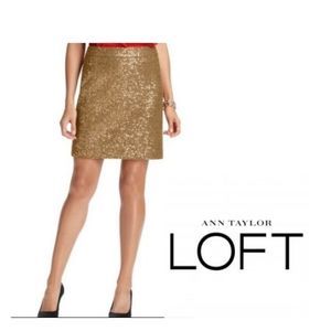 Loft gold sequins skirt